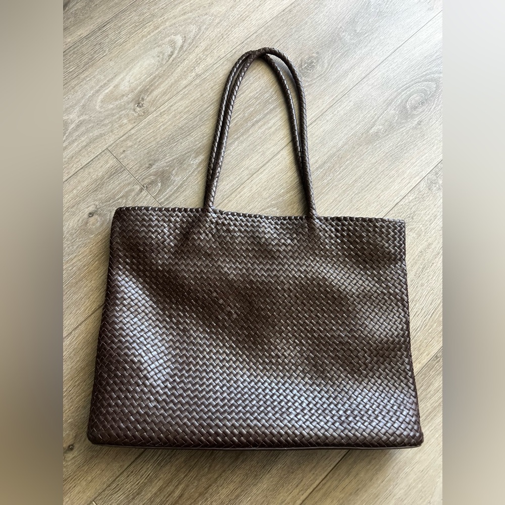 Quince Italian Leather Woven Tote Bag